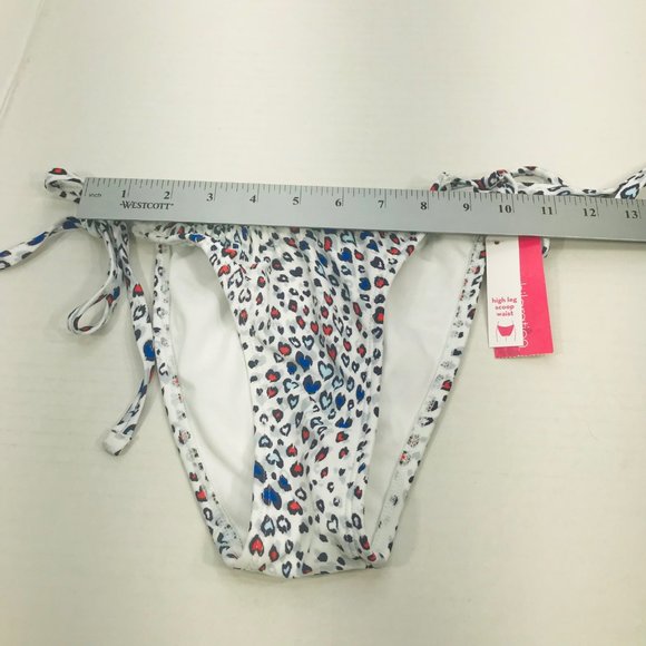Xhilaration Women's Small High Leg Scoop Waist String Bikini Swim Bottom Hearts - Picture 7 of 10